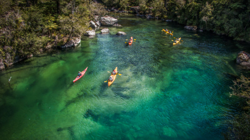 Set out on an unforgettable kayak tour to explore the gorgeous Kaiteriteri Coastline and see the famous Split Apple Rock!